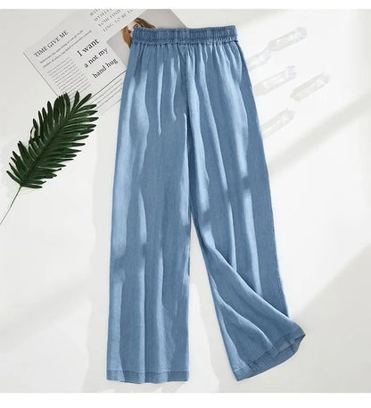 Women's Female High Elastic Waist Thin Loose Denim Pants