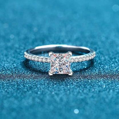 1ct 2ct Princess Moissanite Engagement Ring for Women D VVS1 Diamond Proposal Bridal Rings Sterling Silver Wedding Band