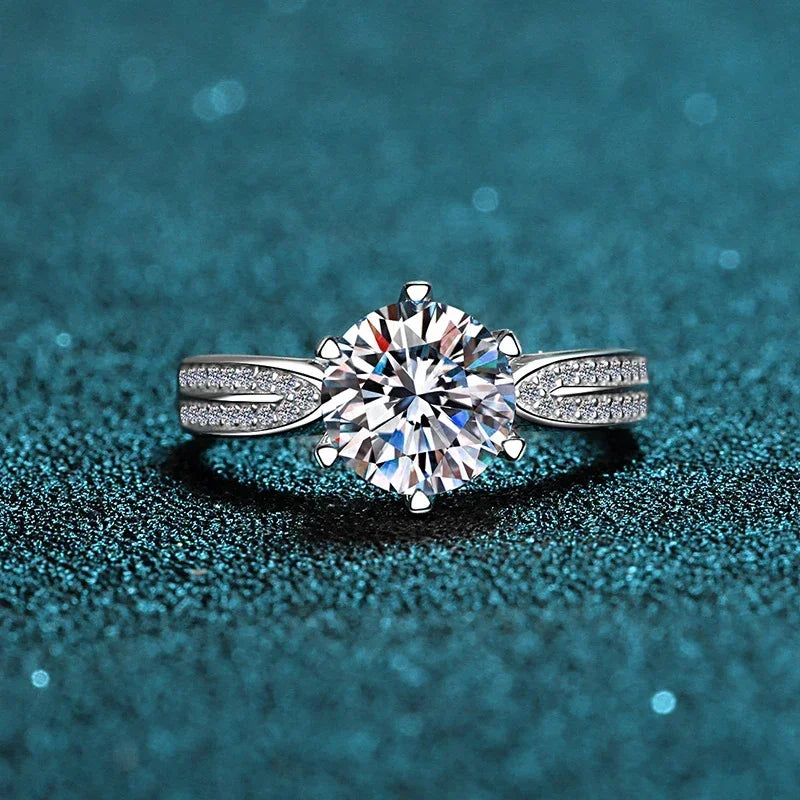 0.5ct 1ct Moissanite Engagement Ring Women Proposal Rings S925 Sterling Silver with White Gold Plated Wedding Band