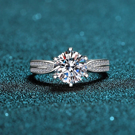 0.5ct 1ct Moissanite Engagement Ring Women Proposal Rings S925 Sterling Silver with White Gold Plated Wedding Band