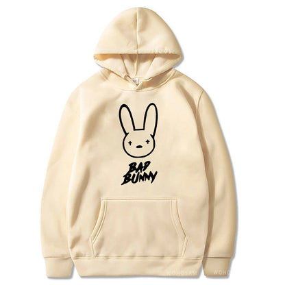 Funny Bad Bunny Hoodie Printed Kawaii Cartoon Harajuku Oversized Streetwear Sweatshirt Korean Style Long Sleeve Women Men Hoody