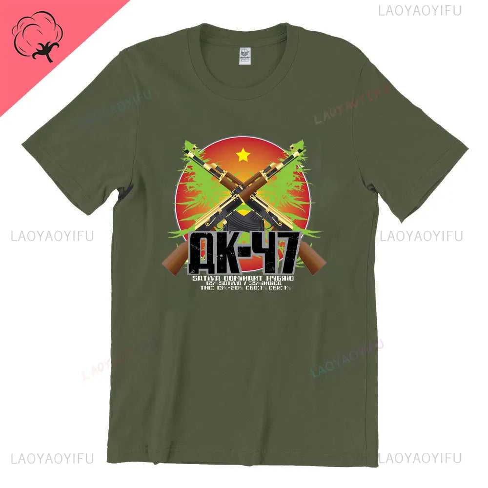 Vintage Classic Man Ak 47 TShirt Casual Fashion Military Fan Printed Cotton Shirt Summer O-neck Breathable Short-sleev Camisetas