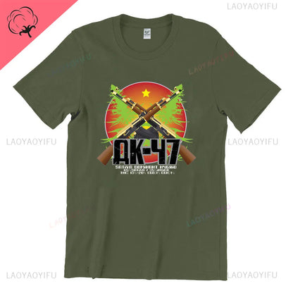 Vintage Classic Man Ak 47 TShirt Casual Fashion Military Fan Printed Cotton Shirt Summer O-neck Breathable Short-sleev Camisetas