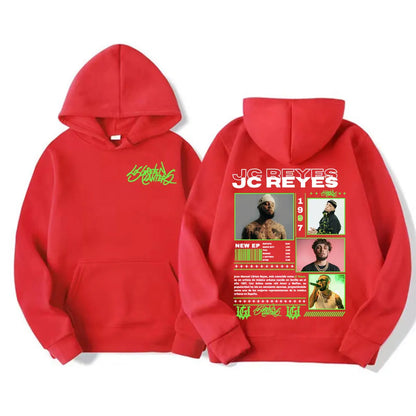 Rapper Jc Reyes Album Tour 2025 Double Sided Graphic Pullover Hoodies Men Women Harajuku Hip Hop Punk Fashion Sweatshirt Hoodie