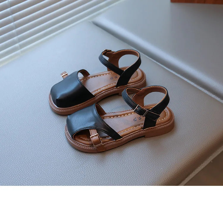 2026 Summer New Children's Princess Foreign Soft Sole Casual Anti-slippery Sole Toddler Toe Capped Beach Flats Elegant Shoes