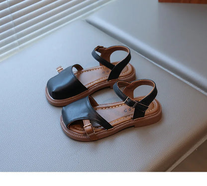 2026 Summer New Children's Princess Foreign Soft Sole Casual Anti-slippery Sole Toddler Toe Capped Beach Flats Elegant Shoes