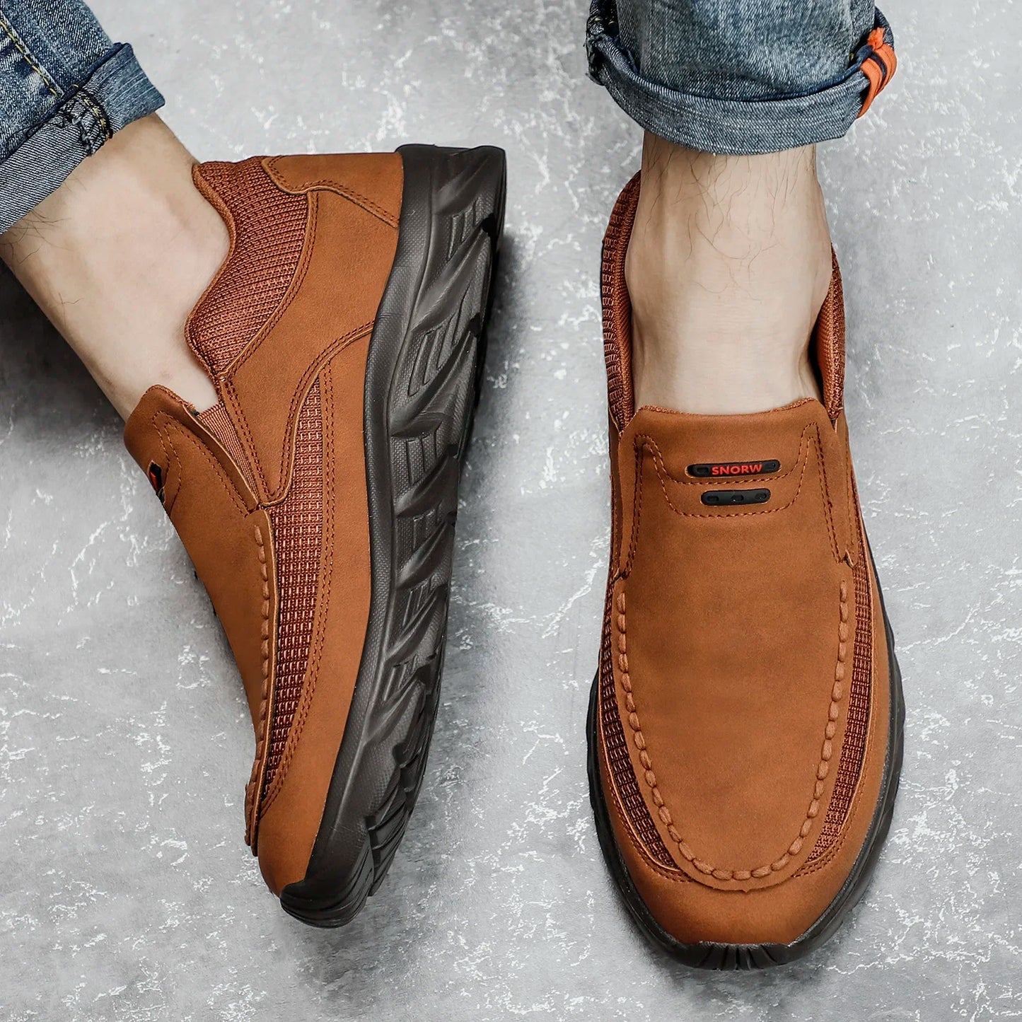 Sapatos Masculinos Casuais de Couro, Mocassins Respiráveis, Tênis Masculinos 2024, Novos Tênis Masculinos de Couro Confortáveis, Calçados Masculinos