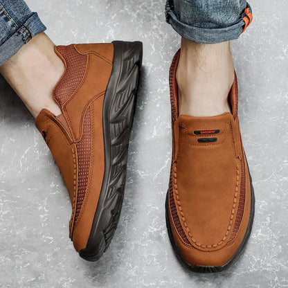 Sapatos Masculinos Casuais de Couro, Mocassins Respiráveis, Tênis Masculinos 2024, Novos Tênis Masculinos de Couro Confortáveis, Calçados Masculinos