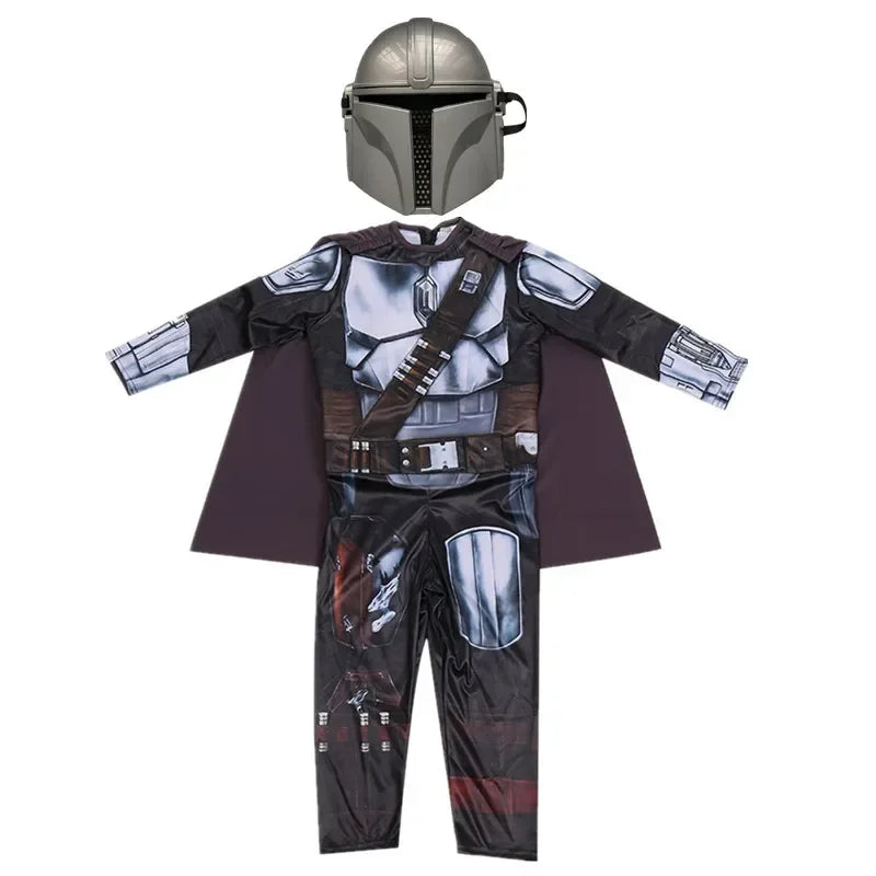 Boys Classic Movie Mask Costume Printed Cartoon Warrior Armor Bodysuit Kids Fantasy Cosplay Costume Halloween
