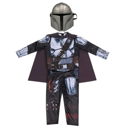 Boys Classic Movie Mask Costume Printed Cartoon Warrior Armor Bodysuit Kids Fantasy Cosplay Costume Halloween