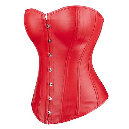 Women Sexy Leather Corset Top Overbust Punk Style Push Up Bustier Body Shaper Slimming Korset