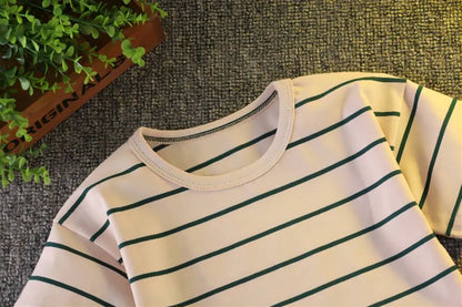 Korean Version Baby boys Clothing sets Cotton kids girls Clothes Suits Summer Children's stripe T-Shirt + Shorts Set