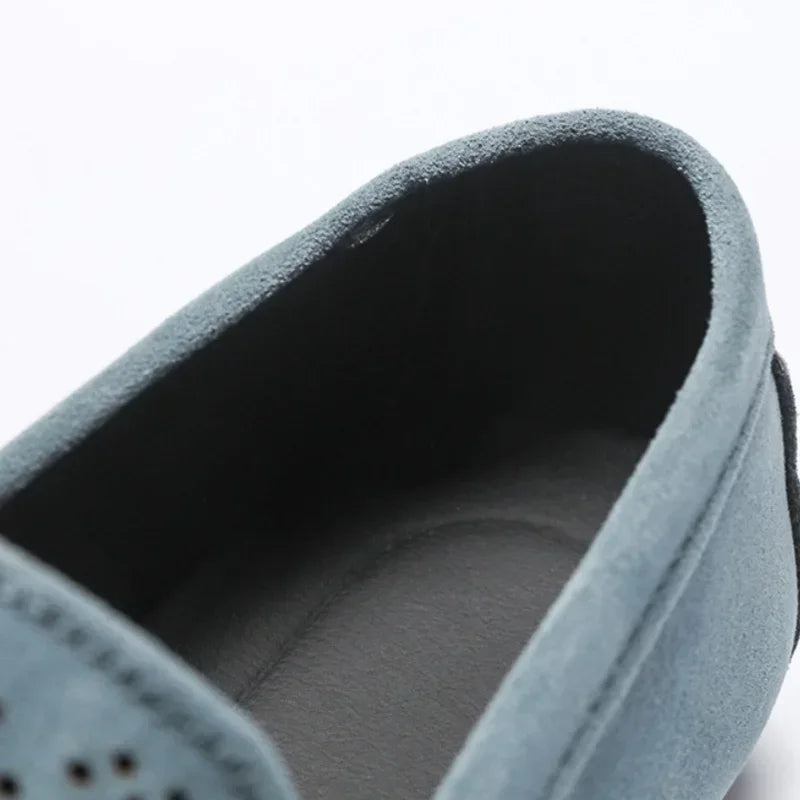 Summer Suede Men Casual Shoes Outdoor Breathable Lightweight Leather Mens Walking Shoes Anti Slip Lightweight Driving Shoes