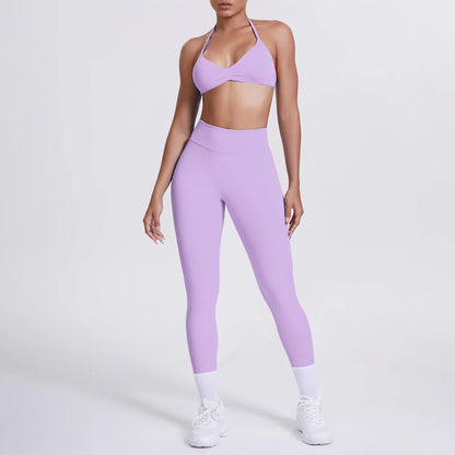 Women 2pcs Patchwork Sport Yoga Suit Training Sleeveless Sport Gym Tops Tummy Control Slimming Booty Leggings Yoga Suit Sports