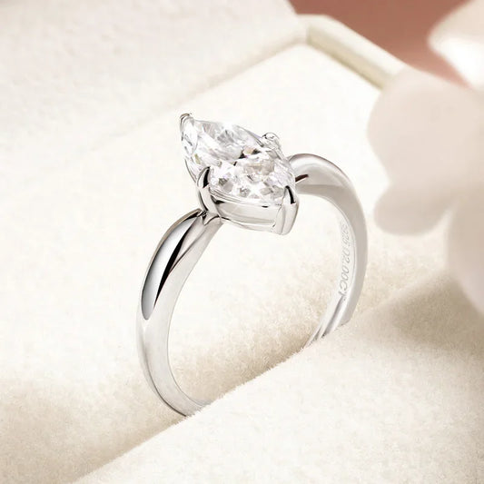 1CT 2CT 3CT Marquise Cut Moissanite Rings for Women Bride Classic Wedding Band 925 Sterling Silver Plated 18K Jewelry GRA