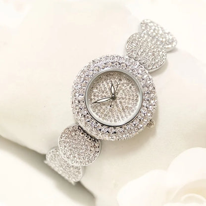 Women's Watch Luxury Rhinestone Quartz Bracelet Watch Sparkling Fashion Analog Party Dress Wrist Watch