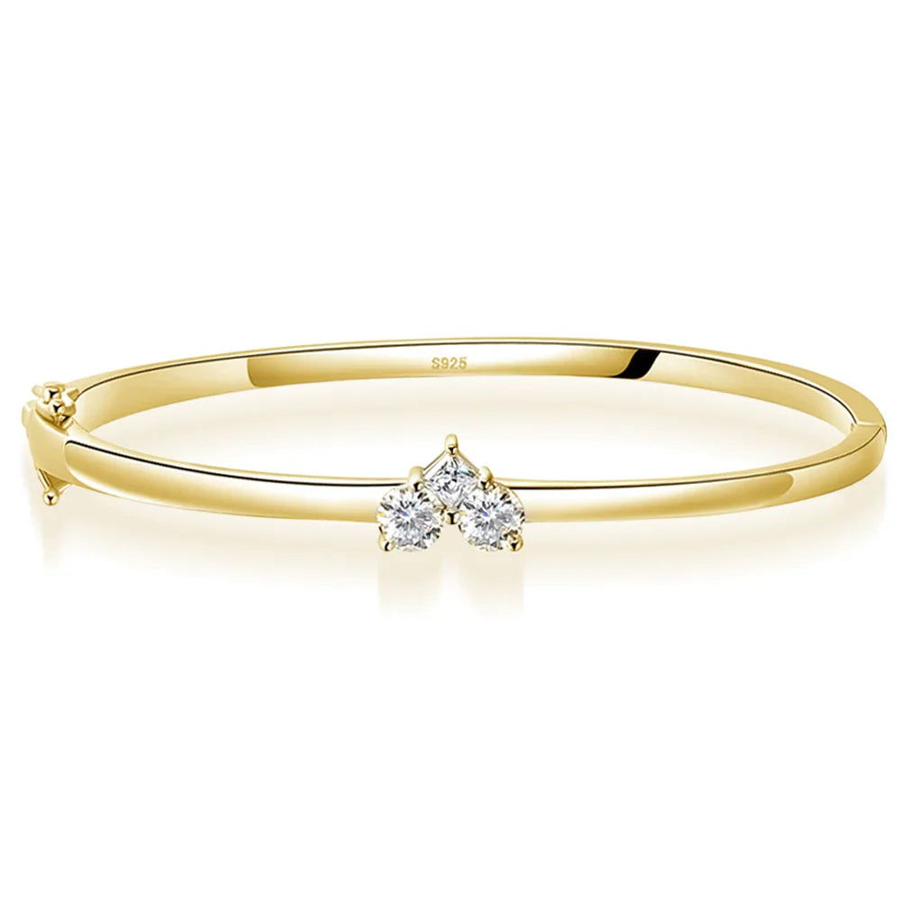 Moissanite Bangles Elegant Women Diamond Solid s925 Silver GRA Certified Dainty Bracelet Fine Jewelry for 17-18cm Wrist