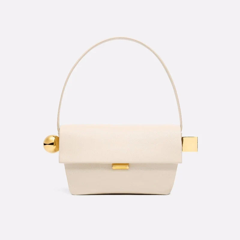Women's Shoulder Bag with Flap, Solid Color Fashion Top Handle bag with Metal, Women's Luxury Design Handbag for Everyday Style