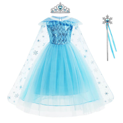 Girls Elsa Dresses Costume Clothes Kid Cosplay Princess Dress Snow Queen Vestido Children Birthday Parti Sukienki