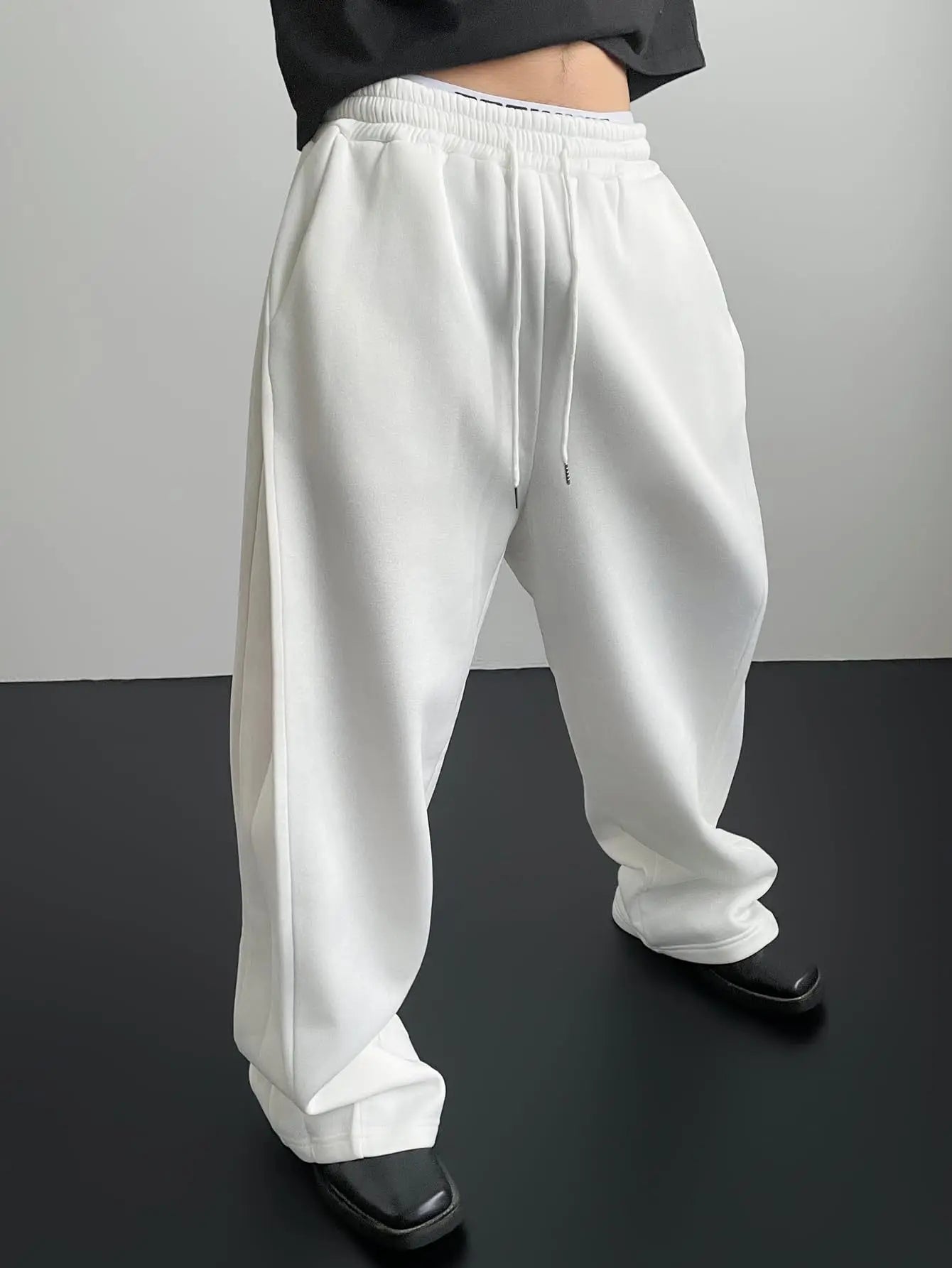 2025 men's wide leg sweatpants, European and American men's and women's sweatpants, waist drawstring straight leg loose casual s