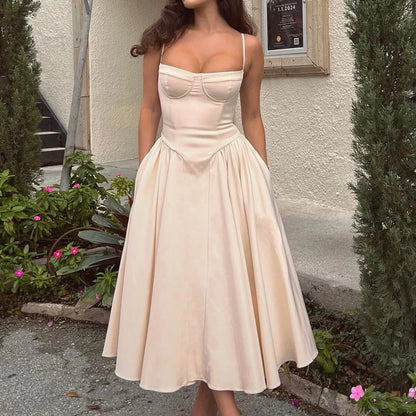 Summer Party Dresses 2025 New Arrivals Fit and Flare Elegant Midi Dress Red Night Date Dress