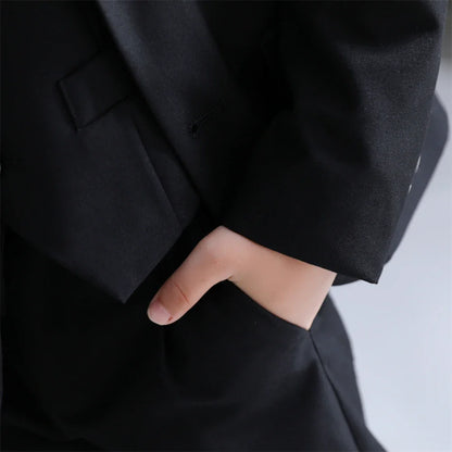 Elegant Navy Boys Suit For Wedding Teenager Kids Formal Ceremony Tuxedo Dress Children Photography Blazer Party Suit
