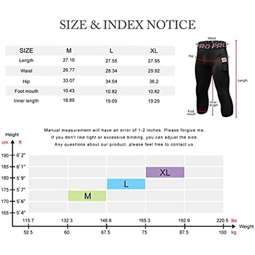 3/4 Compression Pants Men Quick Drying Gym Workout Leggings Basketball Running Athletic Sports Training Base Layer Bottoms