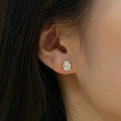 1ct-4ct Oval Moissanite Wedding Earrings For Women S925 Silver Plated 18K Gold Can Pass Diamond Test Party Earrings Gift