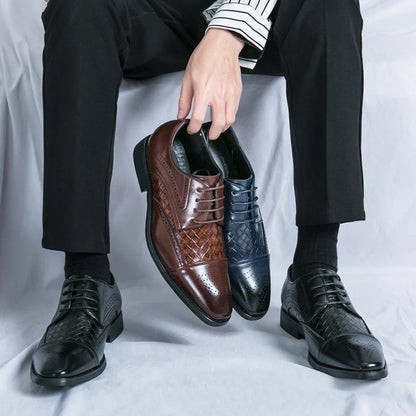 Fashion Brogue Shoes Dress Wedding Social Office Leather Shoes For Men Classic Casual Business Party Formal Leather Shoes Man