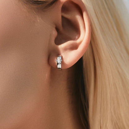 Round Moissanite Ear Buckles Lab Diamond 925 Sterling Silver Engagement & Wedding Hoop Earrings for Women Jewelry Gifts