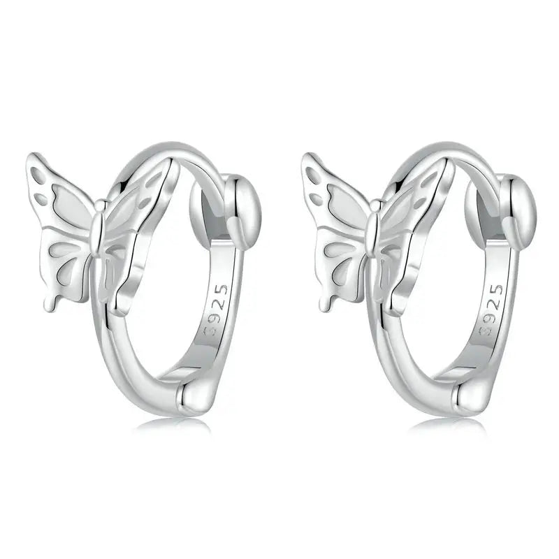 925 Sterling Silver European Simple CZ Ear Buckles Heart Hoop Earrings for Women Wedding Gift Minimalism Jewelry E737