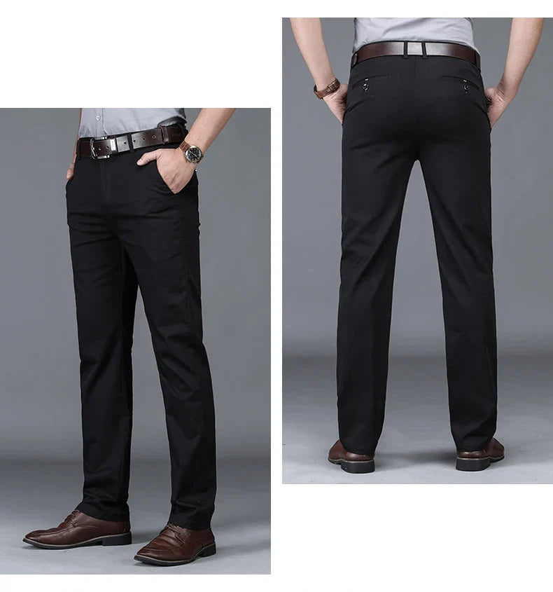 Business Men's 98% Cotton Straight Casual Pants Plus Size Loose Stretch Autumn Winter Office Trousers Classic Male Clothing