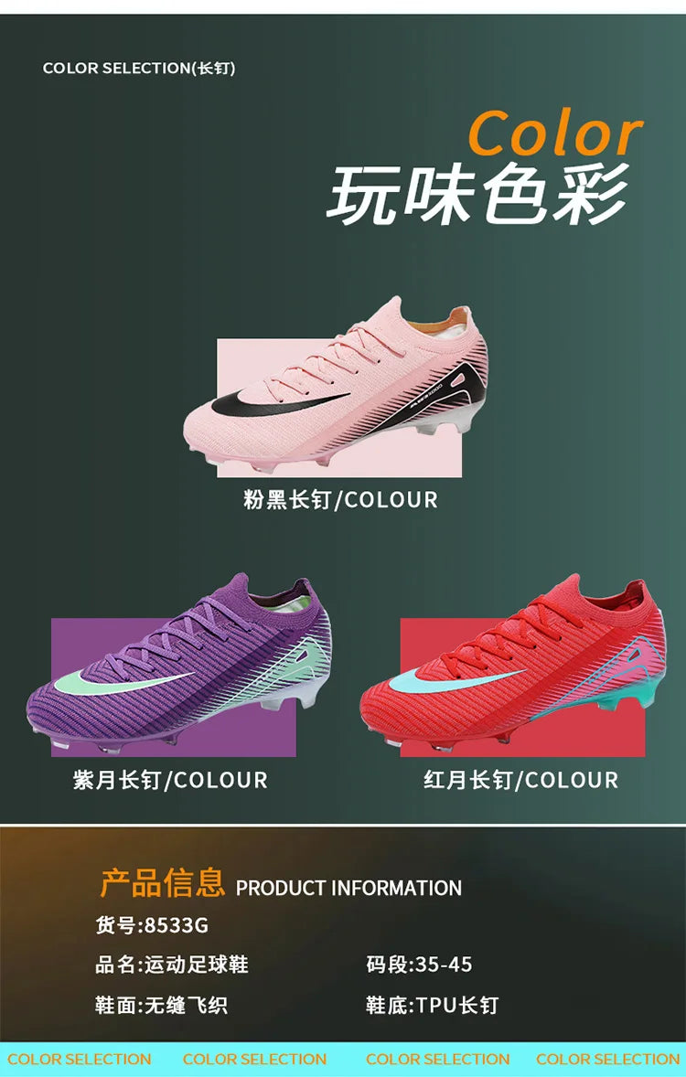 High-quality Breathable Soccer Cleats for Men Women Outdoor Artificial Grass Match Training FG Football Shoes
