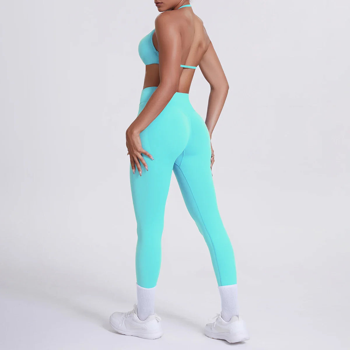Women 2pcs Patchwork Sport Yoga Suit Training Sleeveless Sport Gym Tops Tummy Control Slimming Booty Leggings Yoga Suit Sports