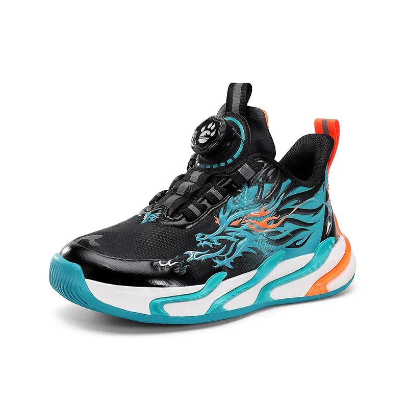 New waterproof leather-top rotary buckle children's sports casual shoes breathable running shoes for primary school students