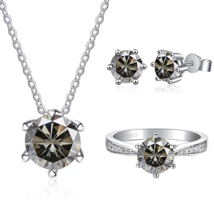 Moissanite Jewelry Set With 1CT D Color VVS 3EX moissanite stone pass diamond test Wedding Luxury Fine Jewelry gift