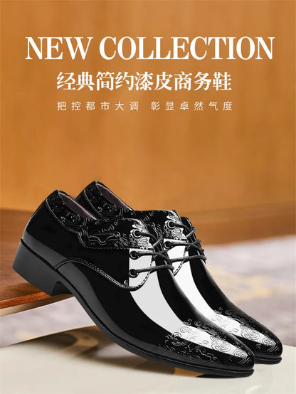 Black Patent Leather Dress Shoes Man Oxfords Shoes Pointed Toe Casual Office Shoes For Men Formal Shoes sapato social masculino