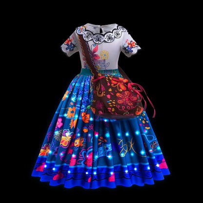 2025 Evening Party Girls LED Lights Elsa Anna Kids Princess Dress Coslplay Halloween Luminous Prom Gowns