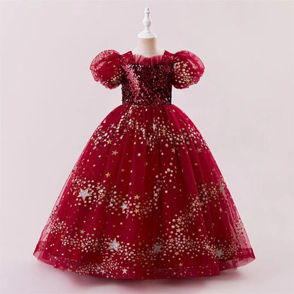 Summer Sequins Party Girls Dress Elegant Wedding Bridesmaids Birthday Prom Dresses for Girl Birthday Evening Christmas Costumes