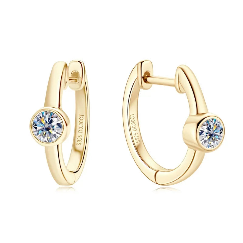 18k Gold 0.3ct 4mm Certified Moissanite Earrings for Women 100% 925 Silver Hoop Earring Wedding Party Jewelry Wholesale