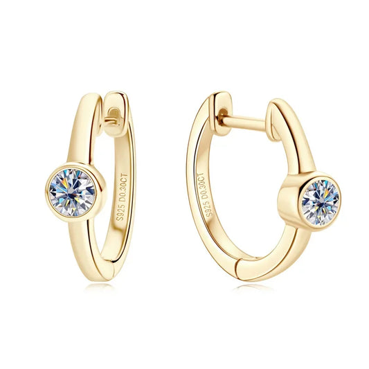 18k Gold 0.3ct 4mm Certified Moissanite Earrings for Women 100% 925 Silver Hoop Earring Wedding Party Jewelry Wholesale