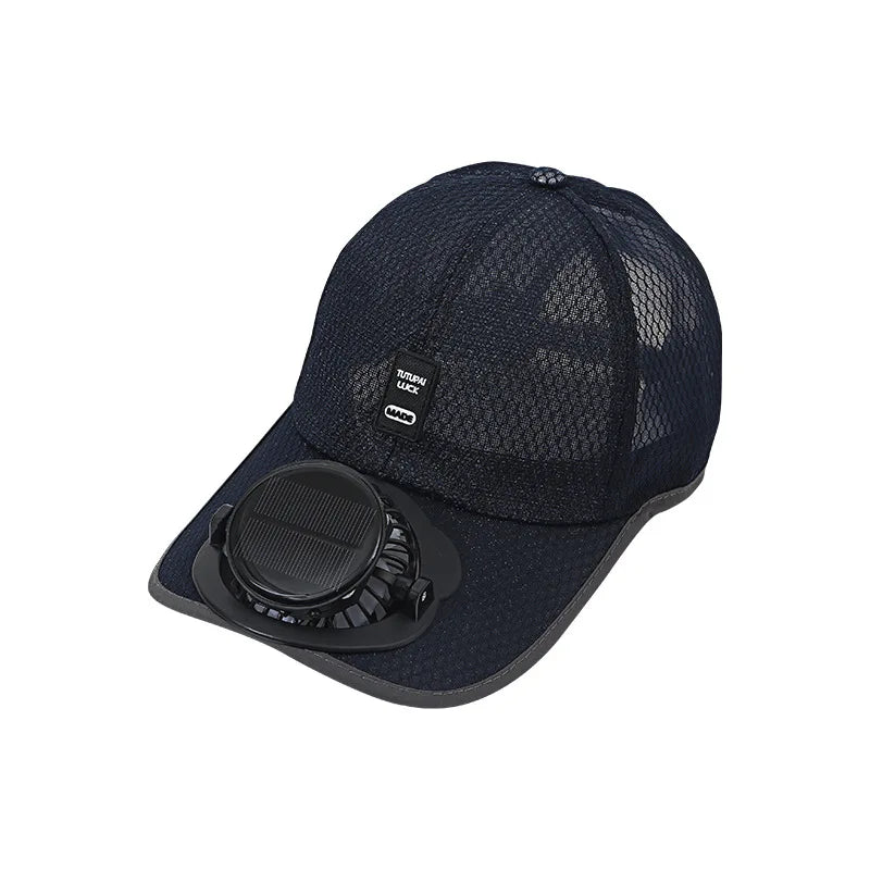 Outdoor Mesh Cap Solar Powered Charging Fan Cap Summer New Style Breathable Sunshade Sun Protection men's women's Adults Mz126