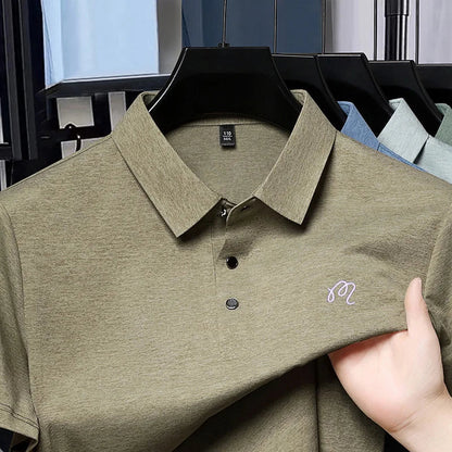 High-End Man T-Shirt Polo Shirt Lapel Button Pattern Printing British Style Summer Hot-Selling Casual Fashion Golf Mens Clothing