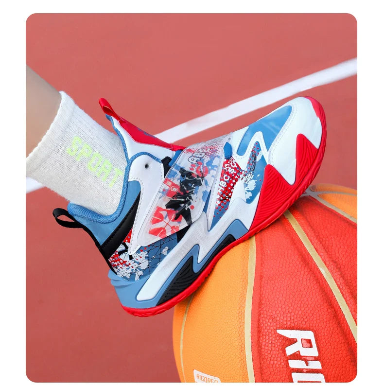 Kids Basketball Shoes Tactical Boots Ankle Support Sneakers Breathable Boys Girls Sports Shoes Shock-absorbing Athletic Shoes