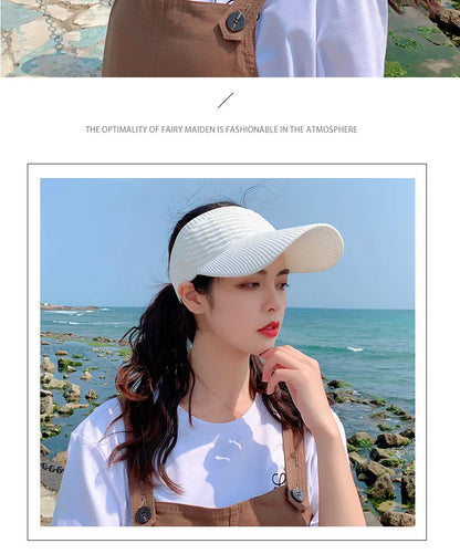 Anti-UV Sun Hats Breathable Adjustable Empty Top Visor Caps for Men