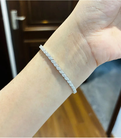 Full Moissanite Diamond Hook Link Chain Bracelet 1.2mm D Color For Woman Man S925 GRA Certified Couple Bracelets Bangle