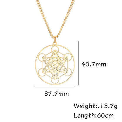 Archangel Metatron Pendant Necklace Stainless Steel Sacred Geometry Hexagram Jewelry Accessories