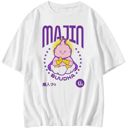 T-Shirt 2025 Summer Men's New Loose Version Street Clothing Casual Majin Buu Cartoon Printed Parent Child Top