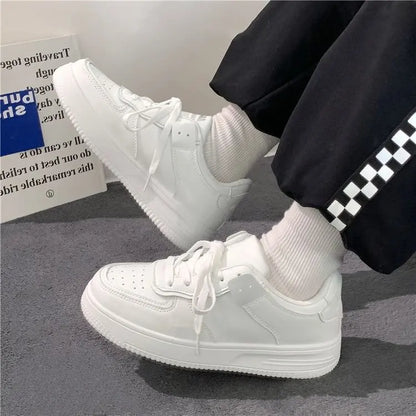 All Season Student Casual White Shoes Children Solid Color Sneaker Kids Soft Soled Versatile Casual Board Shoes Front Lacing