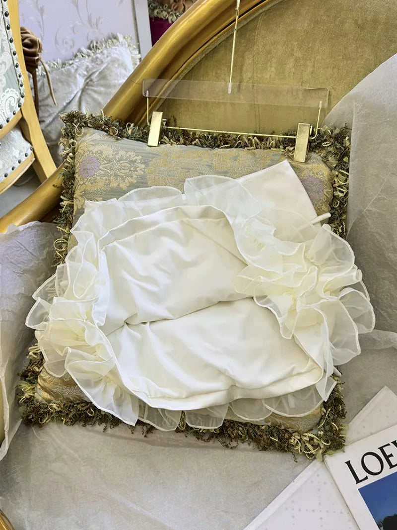 Females Summer Sweet Ruffle Edge Short Skirts French Style A-Line Party Stage Fashion Lace Shirring Above Knee Mini Skirt